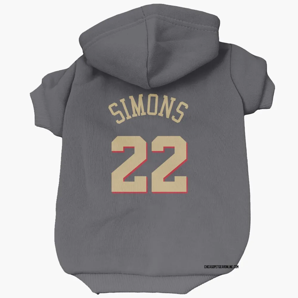 Chicago Bulls Anfernee Simons Gray Pet Hoodie for Dog & Cat
