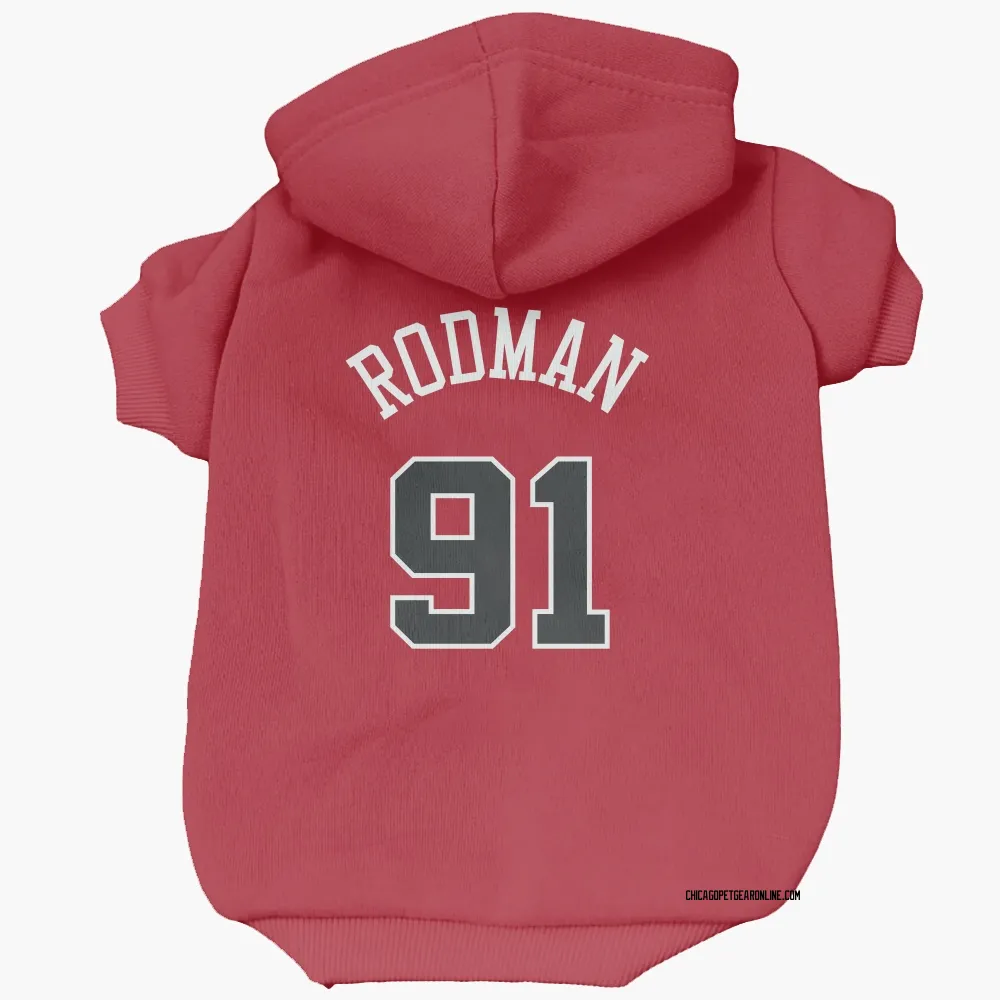 Chicago Bulls Dennis Rodman Red Pet Hoodie for Dog & Cat