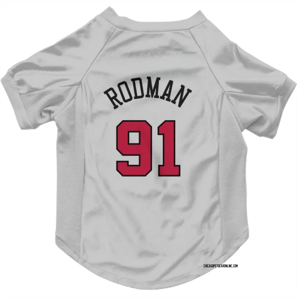 Chicago Bulls Dennis Rodman White Pet Jersey for Dog & Cat