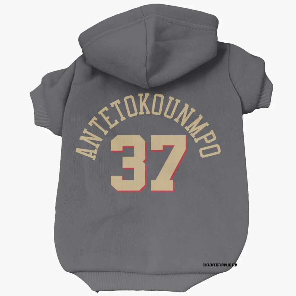 Chicago Bulls Kostas Antetokounmpo Gray Pet Hoodie for Dog & Cat